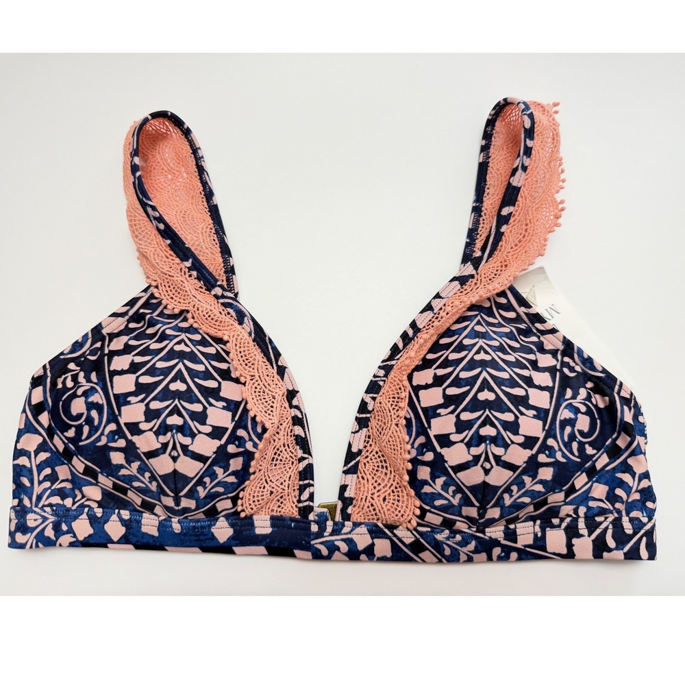 Rip Curl Shadow Halter Bikini Top Navy Peach Lace GSIK97 Small New with tags